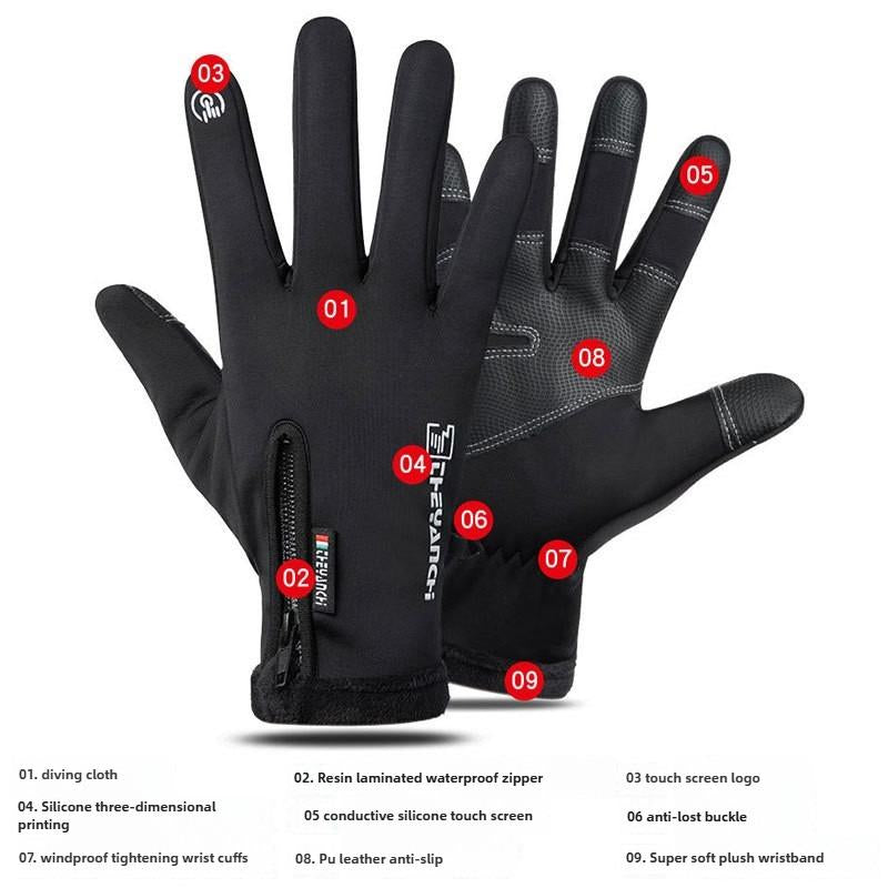 Outdoor Winter Gloves, Touchscreen Andwindproof Full-Finger Gloves for Sports, Travel,And Daily Activities,Men'S and Women'S Fleece Gloves